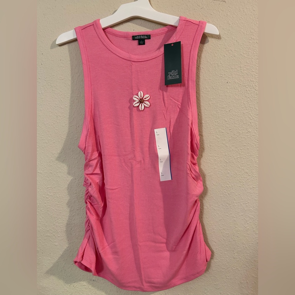 Wild Fable Pink Ruched Tank Top